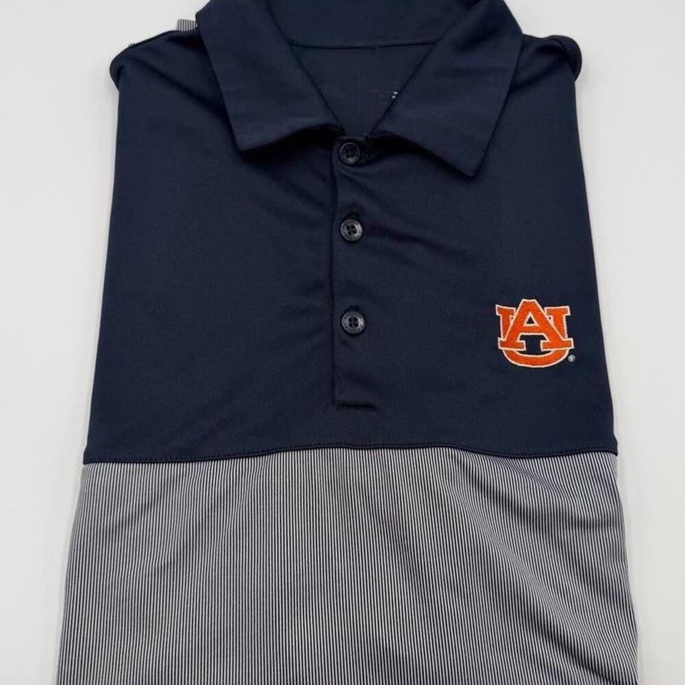 Antigua Auburn Tigers Golf Polo Shirt Navy blue with gray pinstripe size small